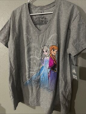 Disney Gray Frozen Elsa & Anna V-Neck Tee